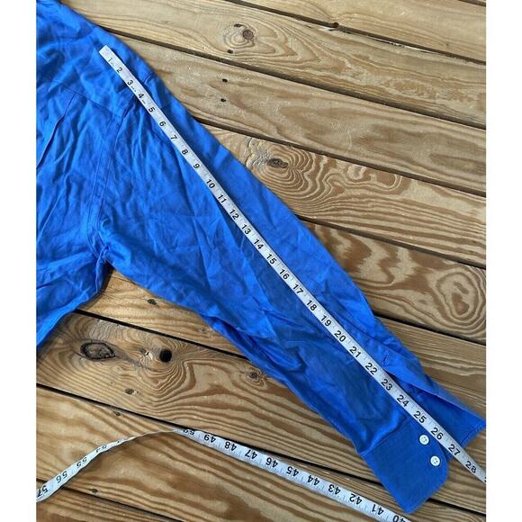 John W Nordstrom Button Up Shirt Size 17  Men’s Blue Long Sleeve - Picture 7 of 7